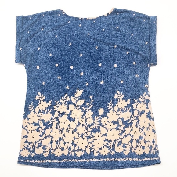 ACE Fashion blue/tan floral top - Picture 2 of 4